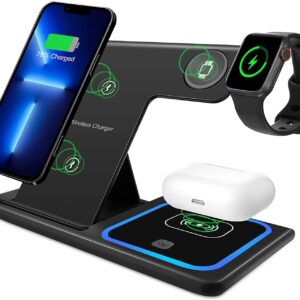Apple 3 in 1 Wireless Charger (15W Magnetic Wireless Charger Station Dock for Apple Iphone, Airpods & Apple Watch)