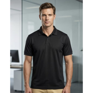 Black collar T-Shirt SAP Pique (200 GSM 100% full dull polyster) which resembles cotton