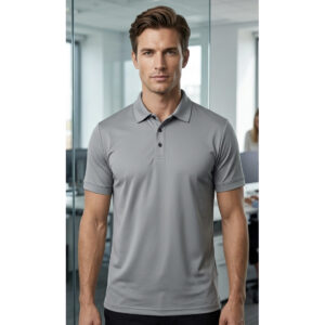 Grey collar T-Shirt SAP Pique (200 GSM 100% full dull polyster) which resembles cotton