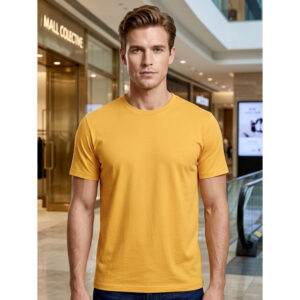 Mustard yellow round neck T-Shirt (100% Pure Cotton) 210 GSM premium quality