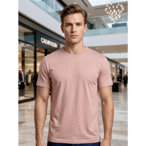 Peach pink round neck T-Shirt (100% Pure Cotton) 210 GSM premium quality