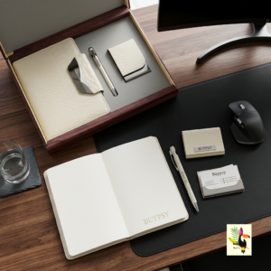 Employee Desk Kit (essentials) | Premium Custom Corporate Gifting for Diwali & New Year | cream and silver